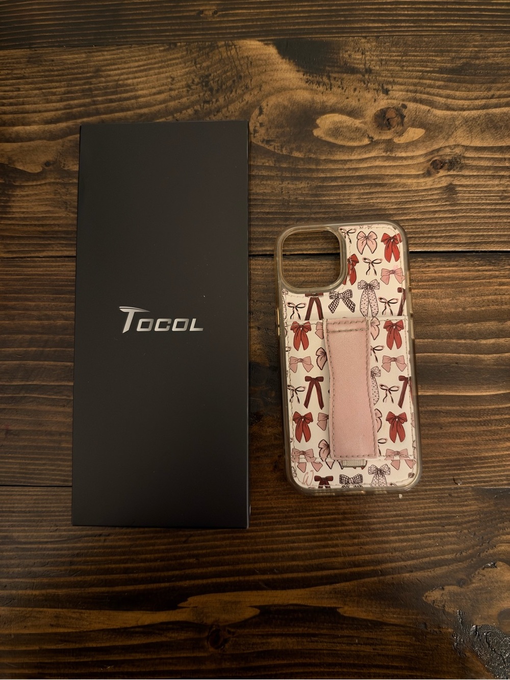 Pink Bow Pattern Phone Case with Hand Strap iPhone 15